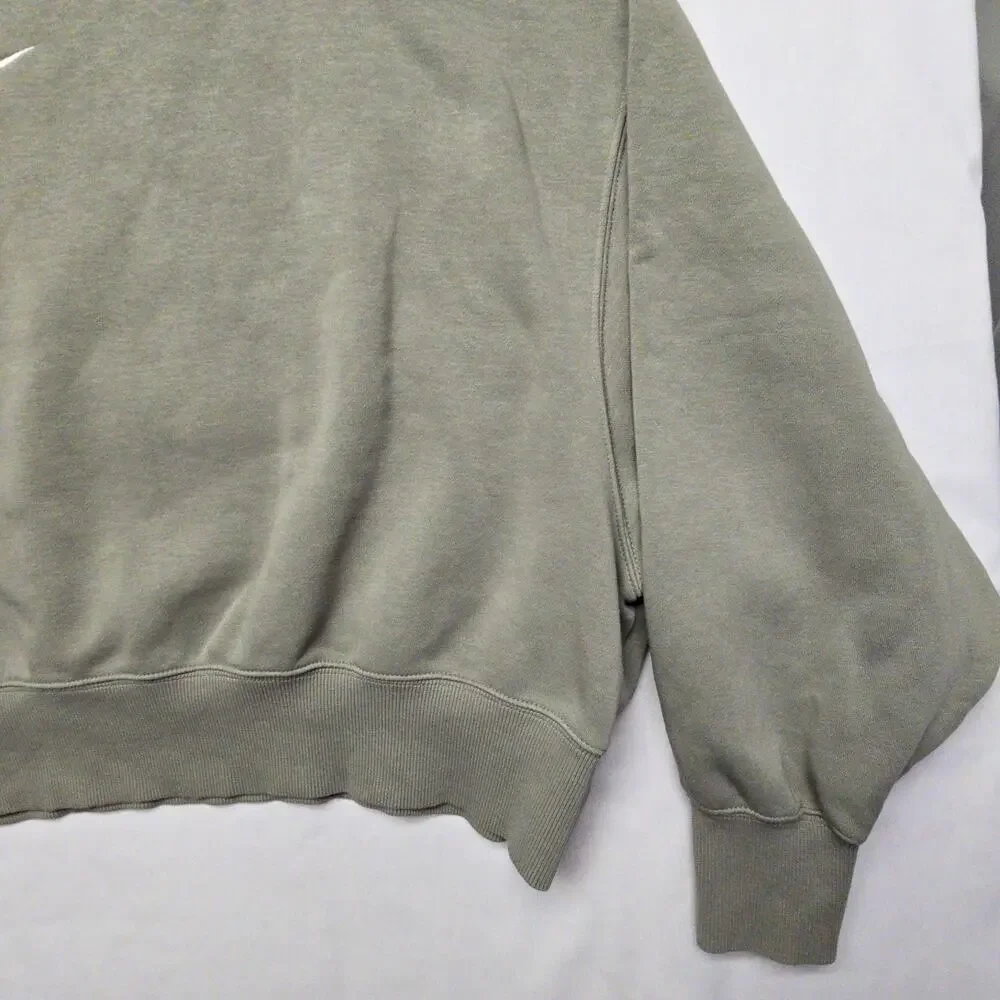 Nike Crew Neck Cropped Sweatshirt Olive Green Womens L Oversized Pullover Casual